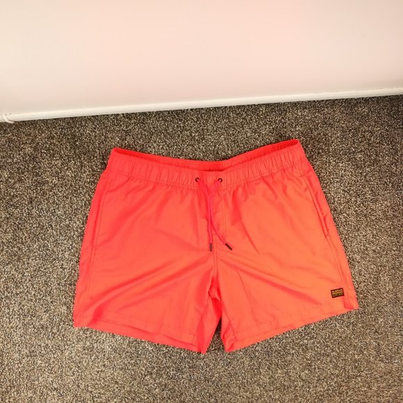 NWT G Star Raw Swim Trunks Lined Board Shorts Fiery Coral Pink Mens 2XL $80
